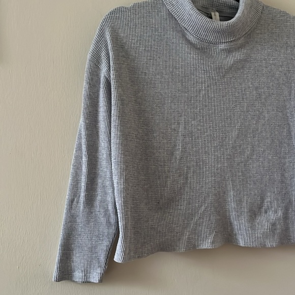 The Group By Babaton Grey Waffle Cropped Turtleneck Long Sleeve - Picture 3 of 5